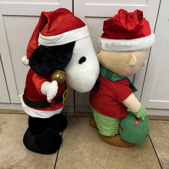 Set of 2 - 24" CHARLIE BROWN Holiday SNOOPY Peanuts CHRISTMAS PLUSH DOOR GREETER - Picture 8 of 16
